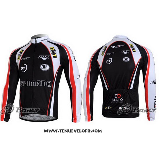 2010 Maillot Ciclismo Shimano Rouge et Noir Manches Longues et Cuissard