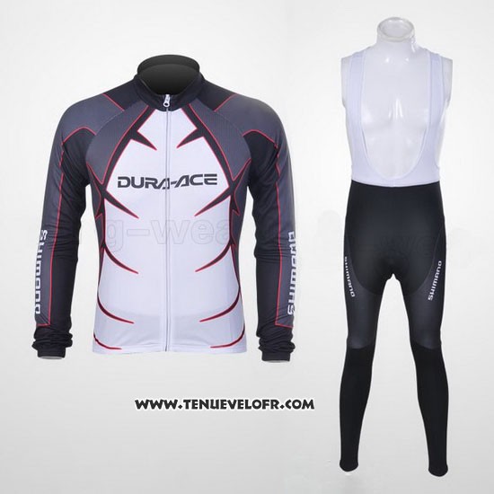 2011 Maillot Ciclismo Shimano Blanc et Jaune Manches Longues et Cuissard