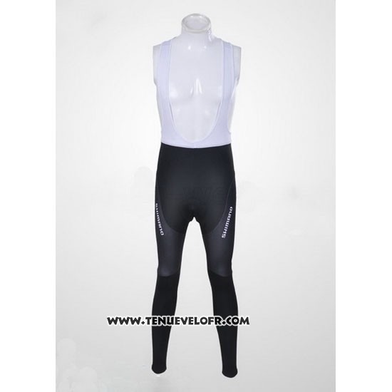 2011 Maillot Ciclismo Shimano Blanc et Jaune Manches Longues et Cuissard