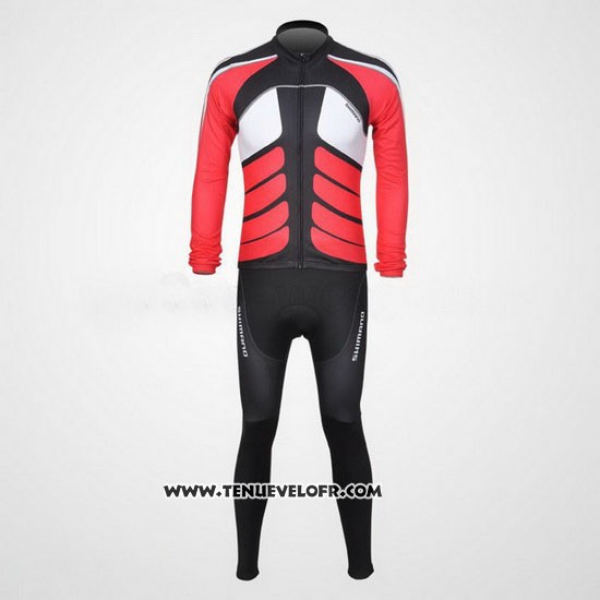 2011 Maillot Ciclismo Shimano Blanc et Noir Manches Longues et Cuissard