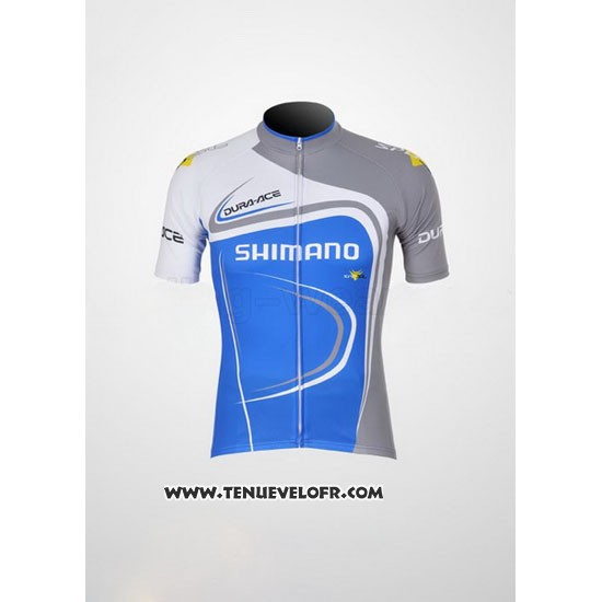 2011 Maillot Ciclismo Shimano Bleu et Blanc Manches Courtes et Cuissard