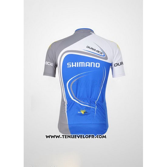 2011 Maillot Ciclismo Shimano Bleu et Blanc Manches Courtes et Cuissard