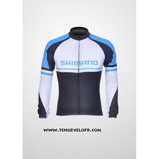 2011 Maillot Ciclismo Shimano Bleu et Blanc Manches Longues et Cuissard