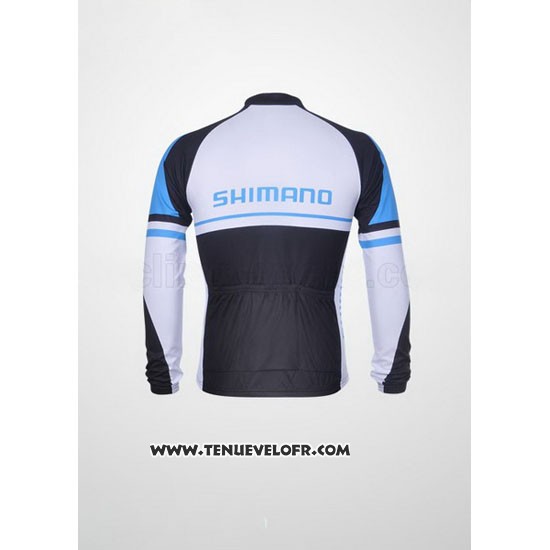 2011 Maillot Ciclismo Shimano Bleu et Blanc Manches Longues et Cuissard