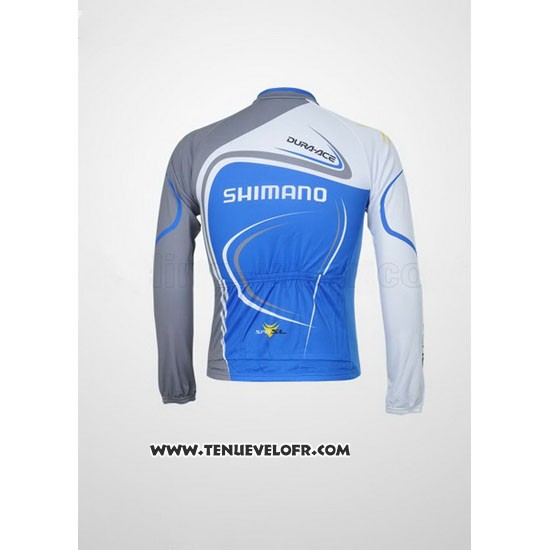 2011 Maillot Ciclismo Shimano Bleu et Gris Manches Longues et Cuissard