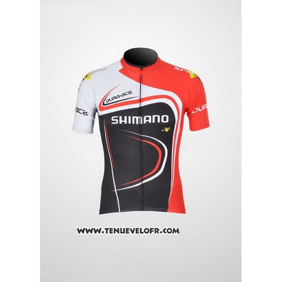2011 Maillot Ciclismo Shimano Rouge et Noir Manches Courtes et Cuissard
