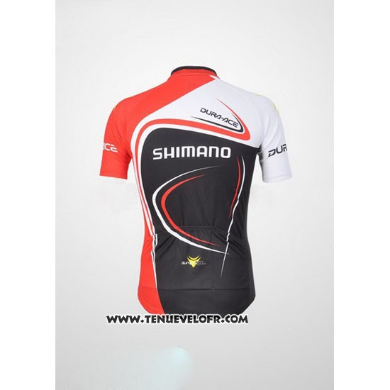 2011 Maillot Ciclismo Shimano Rouge et Noir Manches Courtes et Cuissard