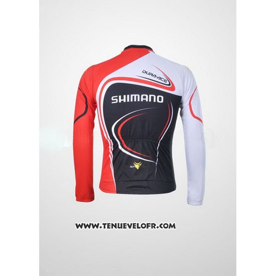 2011 Maillot Ciclismo Shimano Rouge et Noir Manches Longues et Cuissard