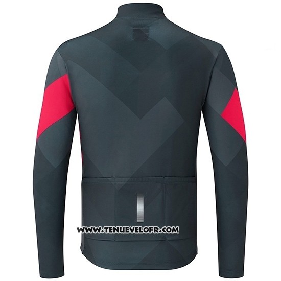 2019 Maillot Ciclismo Shimano Gris Rouge Manches Longues et Cuissard