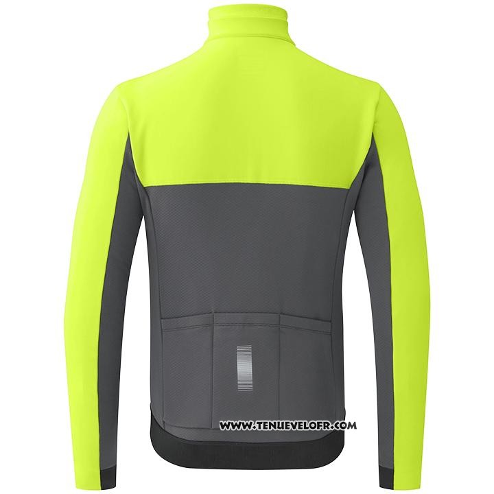 2020 Maillot Cyclisme Shimano Jaune Gris Manches Longues et Cuissard