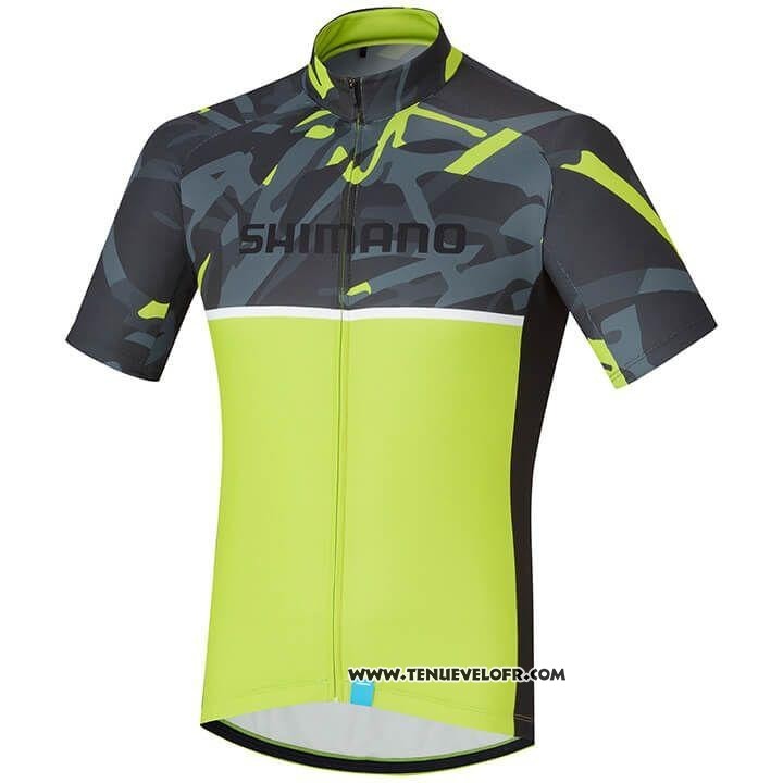 2020 Maillot Cyclisme Shimano Jaune Manches Courtes et Cuissard