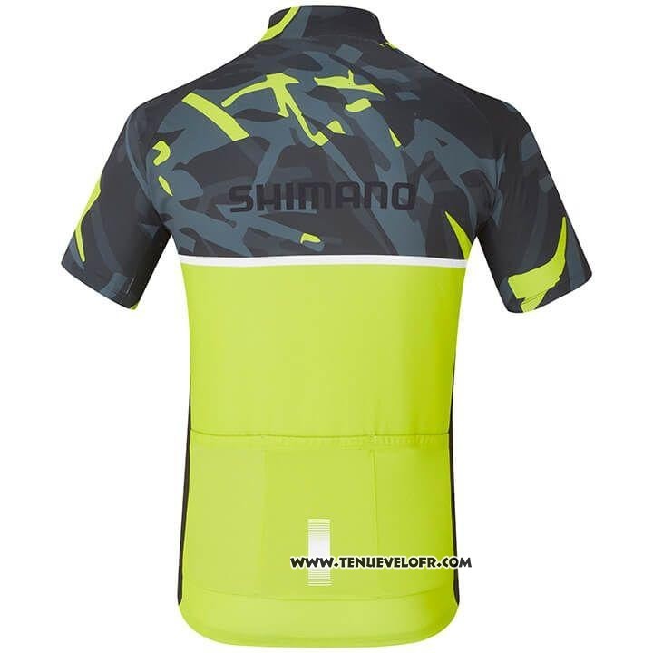 2020 Maillot Cyclisme Shimano Jaune Manches Courtes et Cuissard