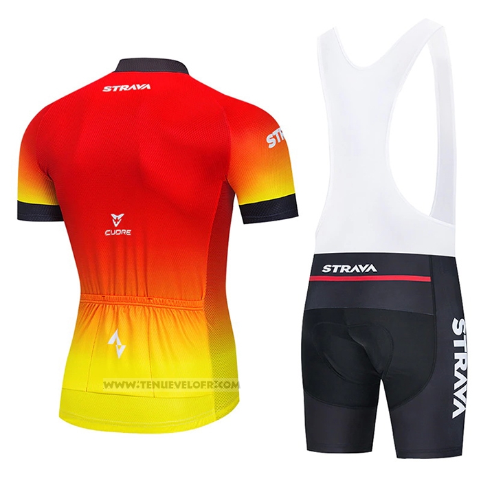 2021 Maillot Cyclisme Shimano Rouge Jaune Manches Courtes et Cuissard
