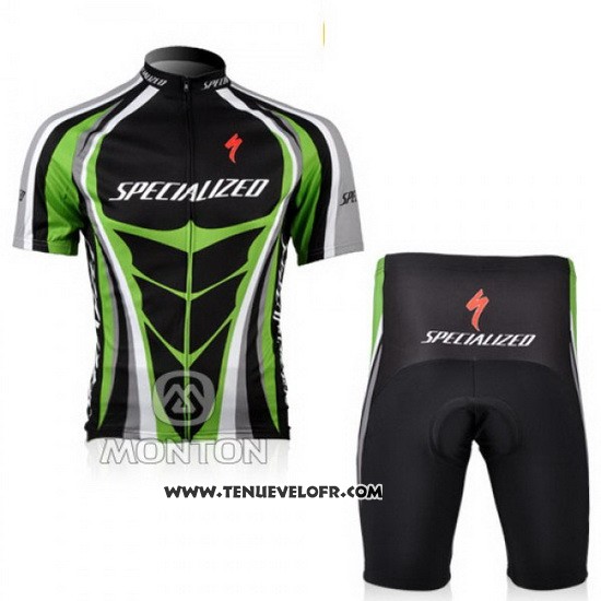 2010 Maillot Ciclismo Specialized Vert et Noir Manches Courtes et Cuissard