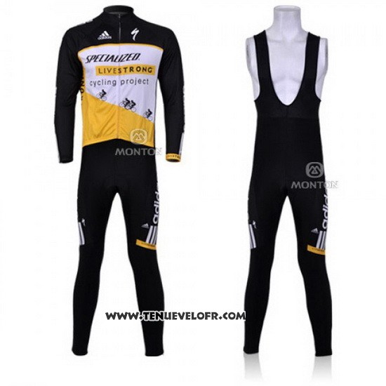 2011 Maillot Ciclismo Specialized Jaune et Noir Manches Longues et Cuissard