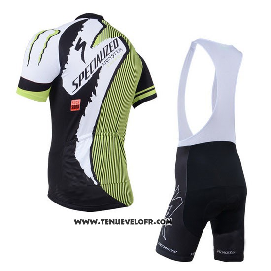 2014 Maillot Ciclismo Specialized Noir et Vert Manches Courtes et Cuissard