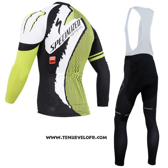 2014 Maillot Ciclismo Specialized Noir et Vert Manches Longues et Cuissard