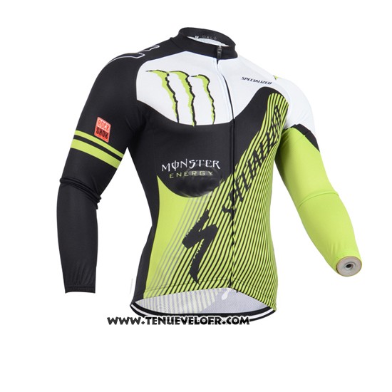 2014 Maillot Ciclismo Specialized Noir et Vert Manches Longues et Cuissard