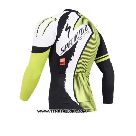2014 Maillot Ciclismo Specialized Noir et Vert Manches Longues et Cuissard