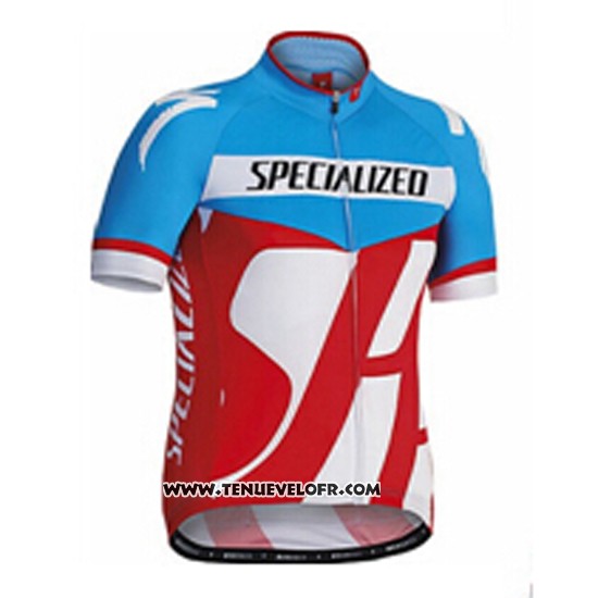 2016 Maillot Ciclismo Specialized Azur et Rouge Manches Courtes et Cuissard