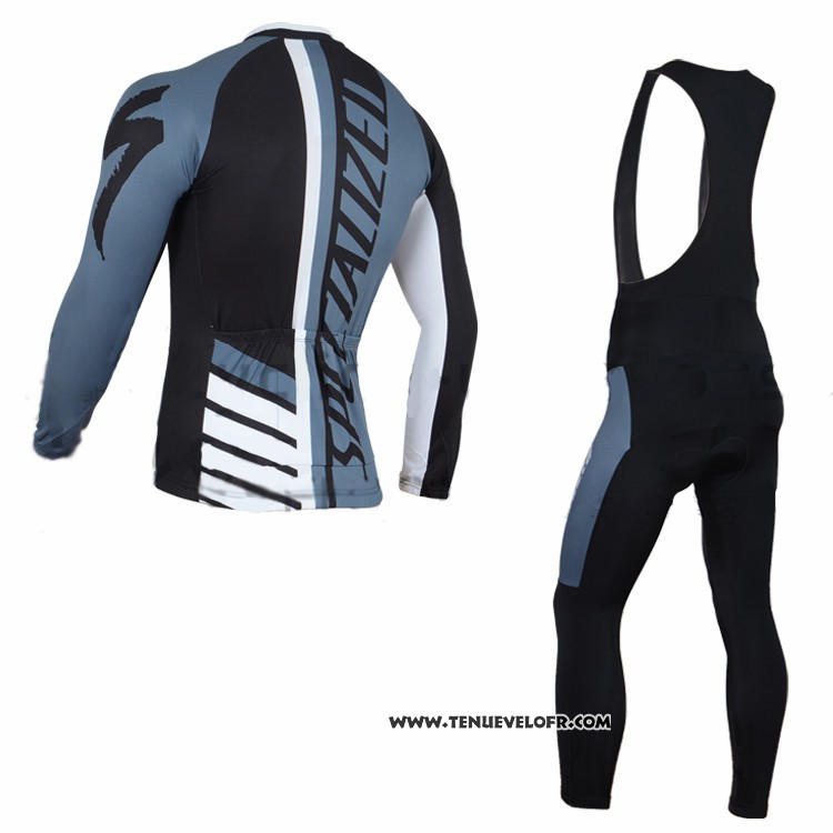 2016 Maillot Ciclismo Specialized Blanc et Bleu Manches Longues et Cuissard