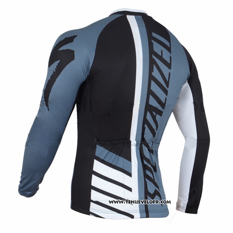2016 Maillot Ciclismo Specialized Blanc et Bleu Manches Longues et Cuissard