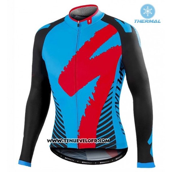 2016 Maillot Ciclismo Specialized Noir et Bleu Manches Longues et Cuissard