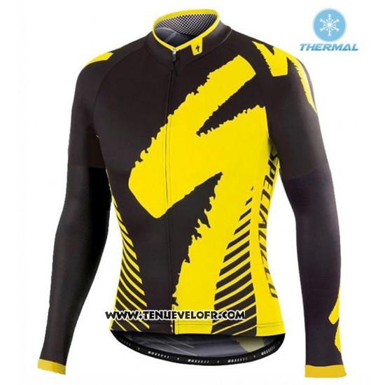 2016 Maillot Ciclismo Specialized Noir et Jaune Manches Longues et Cuissard