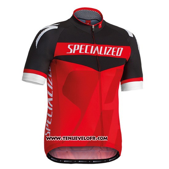 2016 Maillot Ciclismo Specialized Noir et Rouge Manches Courtes et Cuissard