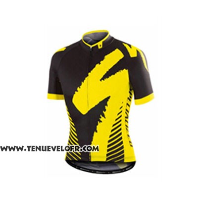 2016 Maillot Ciclismo Specialized Profond Noir et Jaune Manches Courtes et Cuissard