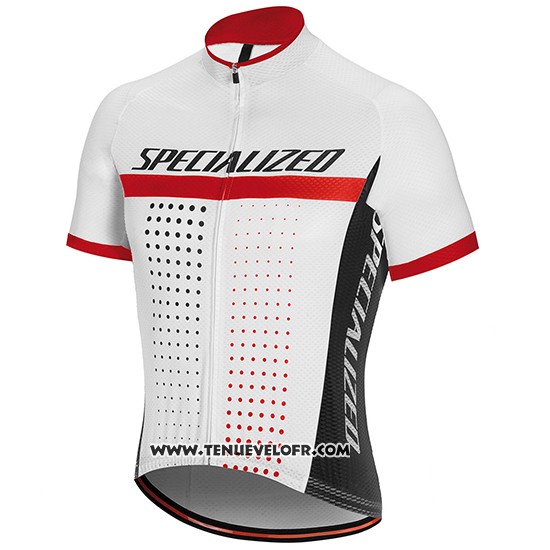 2018 Maillot Ciclismo Specialized Blanc Rouge Manches Courtes et Cuissard
