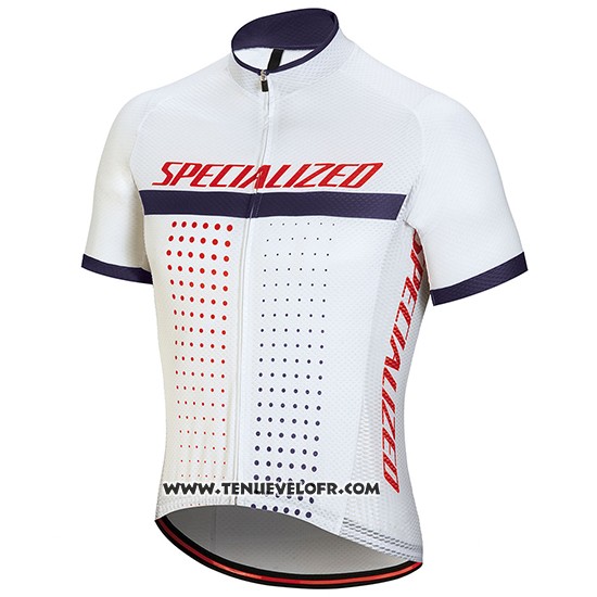 2018 Maillot Ciclismo Specialized Blanc Rouge Violet Manches Courtes et Cuissard