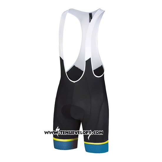 2018 Maillot Ciclismo Specialized Bleu Jaune Blanc Manches Courtes et Cuissard