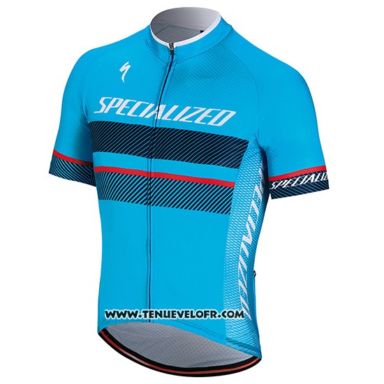 2018 Maillot Ciclismo Specialized Bleu Noir Rouge Manches Courtes et Cuissard