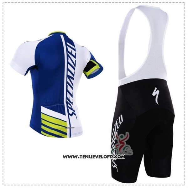 2018 Maillot Ciclismo Specialized Bleu Vert Blanc Manches Courtes et Cuissard