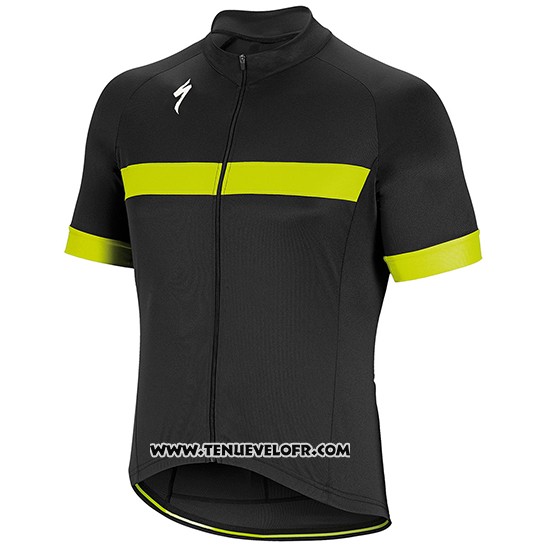 2018 Maillot Ciclismo Specialized Noir Blanc Jaune Manches Courtes et Cuissard
