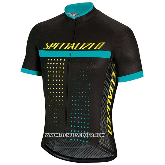 2018 Maillot Ciclismo Specialized Noir Bleu Manches Courtes et Cuissard