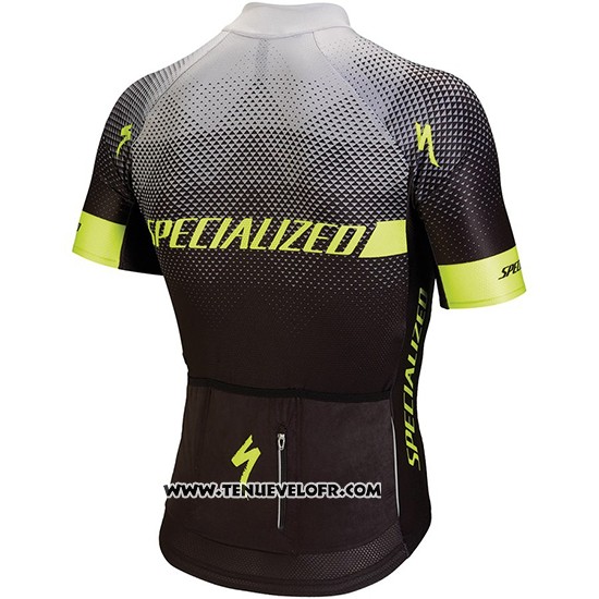 2018 Maillot Ciclismo Specialized Noir Gris Jaune Manches Courtes et Cuissard