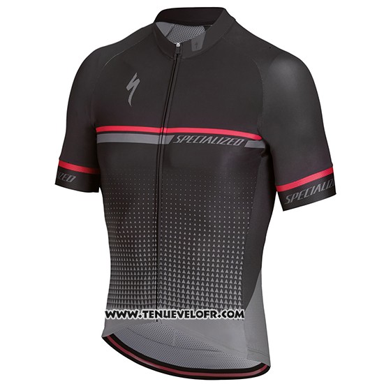 2018 Maillot Ciclismo Specialized Noir Grisn Rouge Manches Courtes et Cuissard