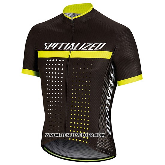 2018 Maillot Ciclismo Specialized Noir Jaune Manches Courtes et Cuissard
