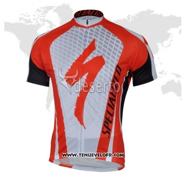 2018 Maillot Ciclismo Specialized Rouge Blanc Manches Courtes et Cuissard