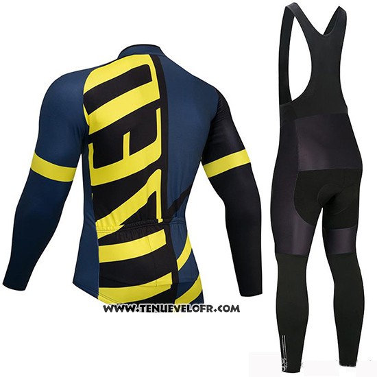 2019 Maillot Ciclismo Specialized Noir Bleu Jaune Manches Longues et Cuissard
