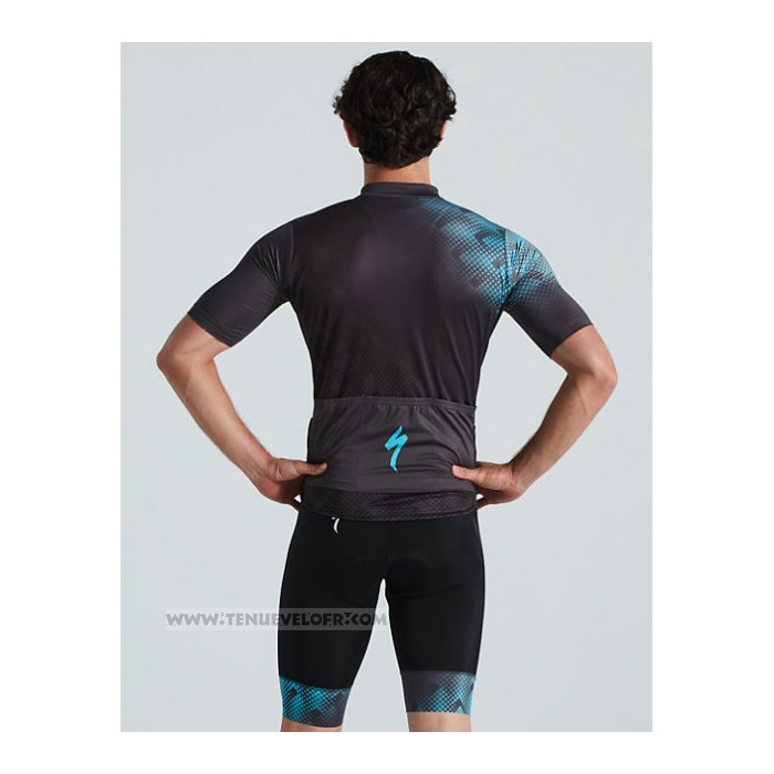 2021 Maillot Cyclisme Specialized Bleu Noir Manches Courtes et Cuissard