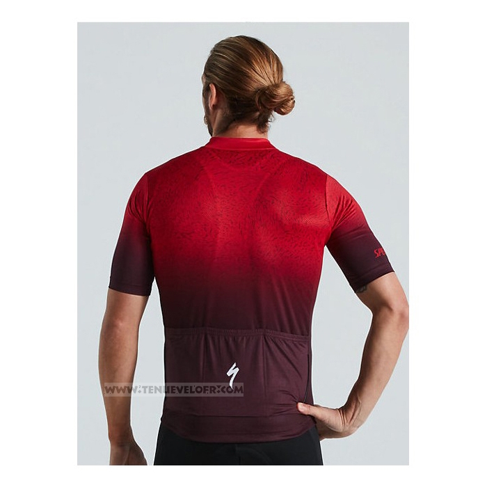 2021 Maillot Cyclisme Specialized Profond Rouge Manches Courtes et Cuissard