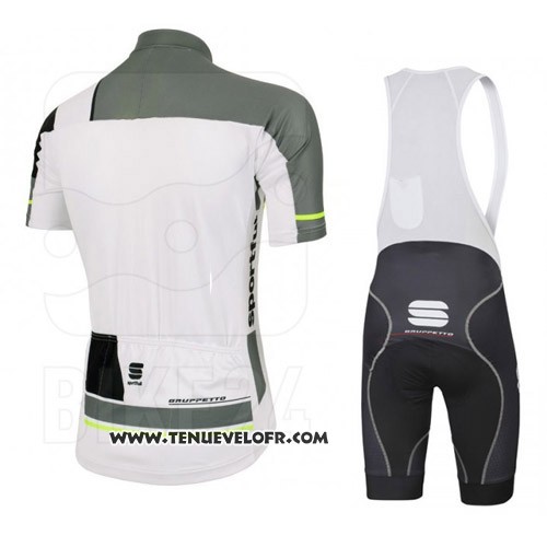 2016 Maillot Ciclismo Sportful Blanc et Gris Manches Courtes et Cuissard