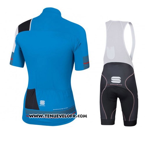 2016 Maillot Ciclismo Sportful Noir et Bleu Manches Courtes et Cuissard