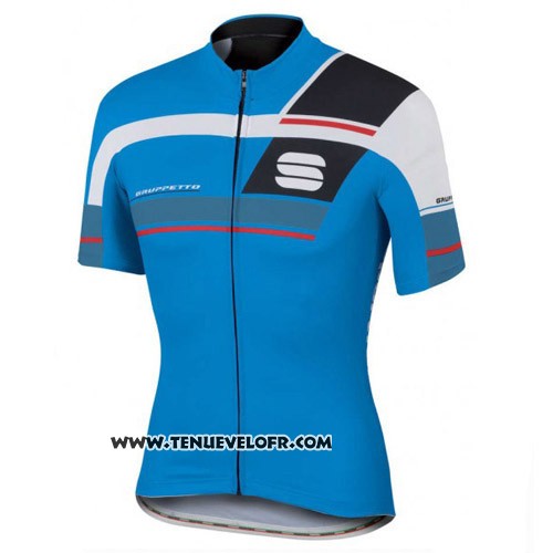 2016 Maillot Ciclismo Sportful Noir et Bleu Manches Courtes et Cuissard