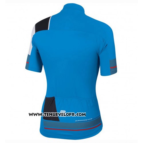 2016 Maillot Ciclismo Sportful Noir et Bleu Manches Courtes et Cuissard