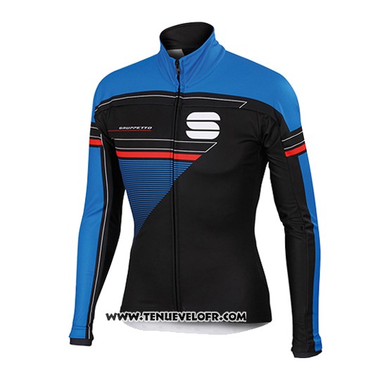 2016 Maillot Ciclismo Sportful Noir et Bleu Manches Longues et Cuissard