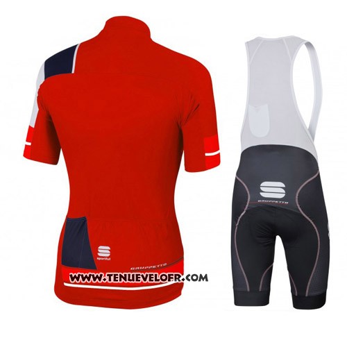 2016 Maillot Ciclismo Sportful Noir et Rouge Manches Courtes et Cuissard